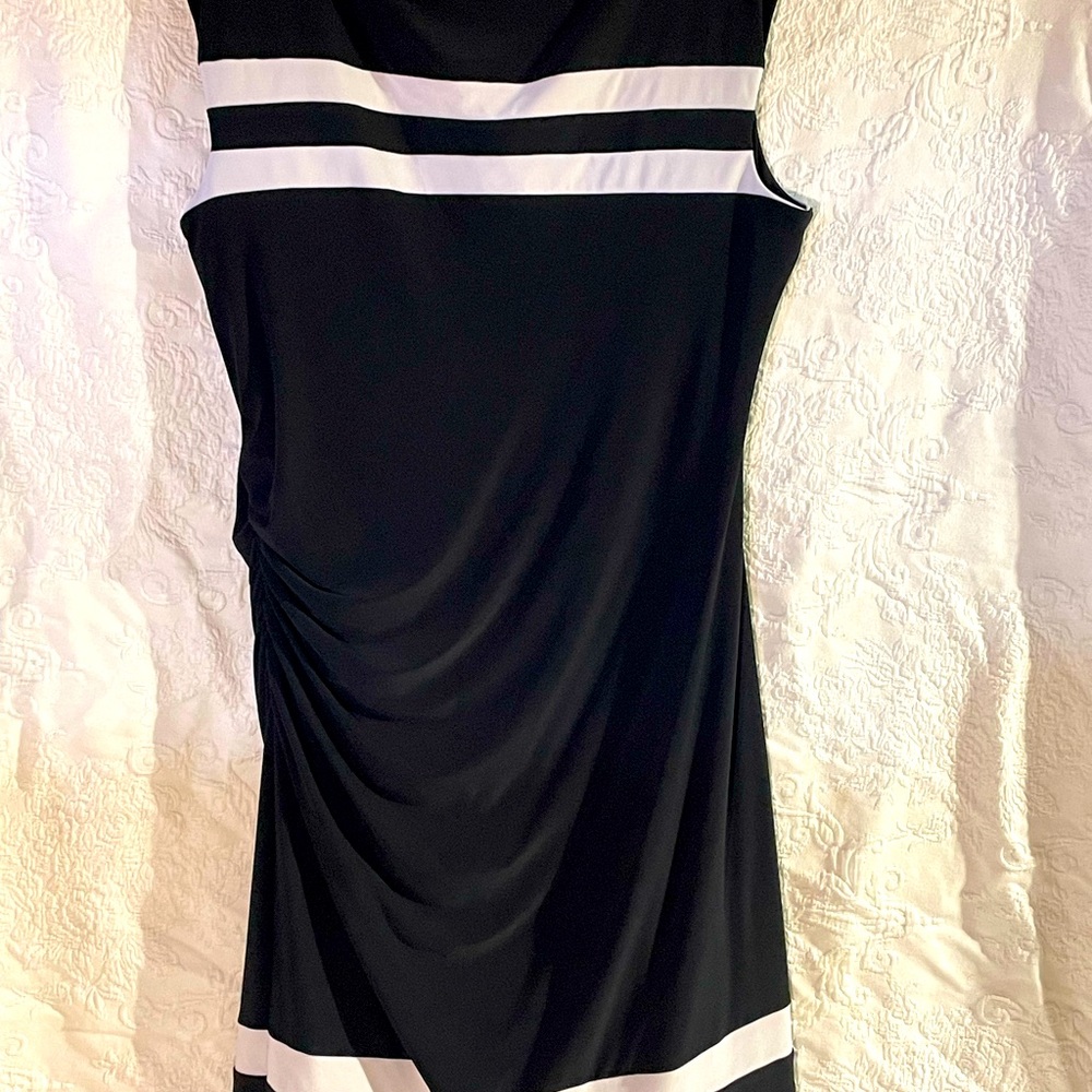 Black with White Strips Dress Lauren by Ralph Lauren Size 18 - Picture 2 of 3